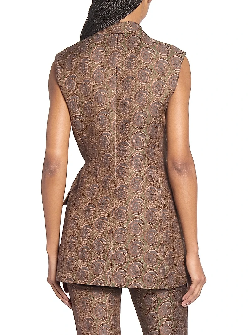 Bimbila Printed Sleeveless Blazer