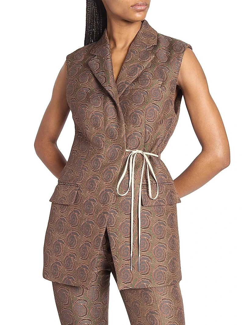Bimbila Printed Sleeveless Blazer