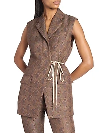Bimbila Printed Sleeveless Blazer