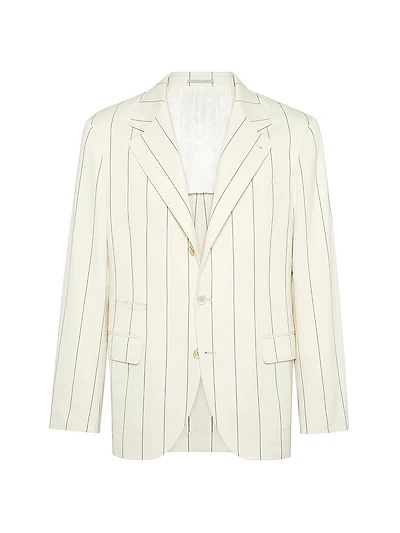 Chalk Stripe Gabardine Deconstructed Blazer