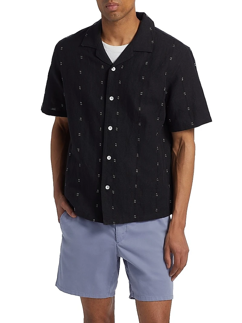 Avery Embroidered Cotton-Linen Shirt