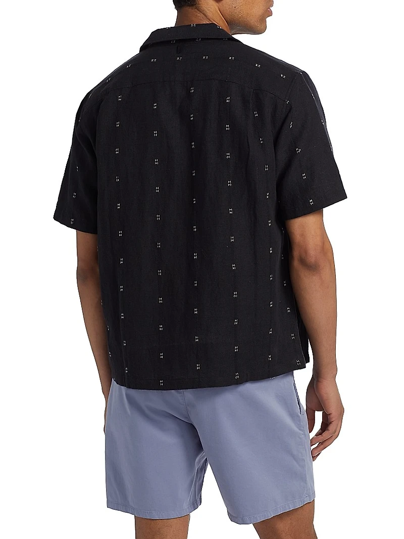 Avery Embroidered Cotton-Linen Shirt