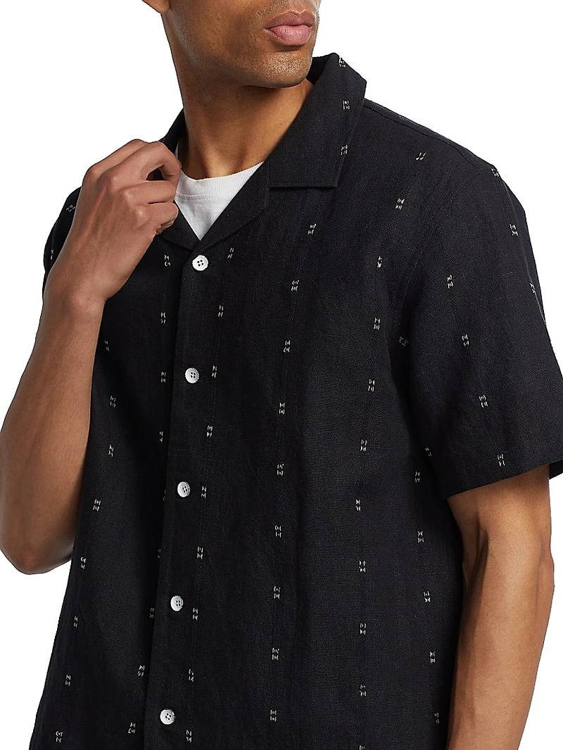 Avery Embroidered Cotton-Linen Shirt