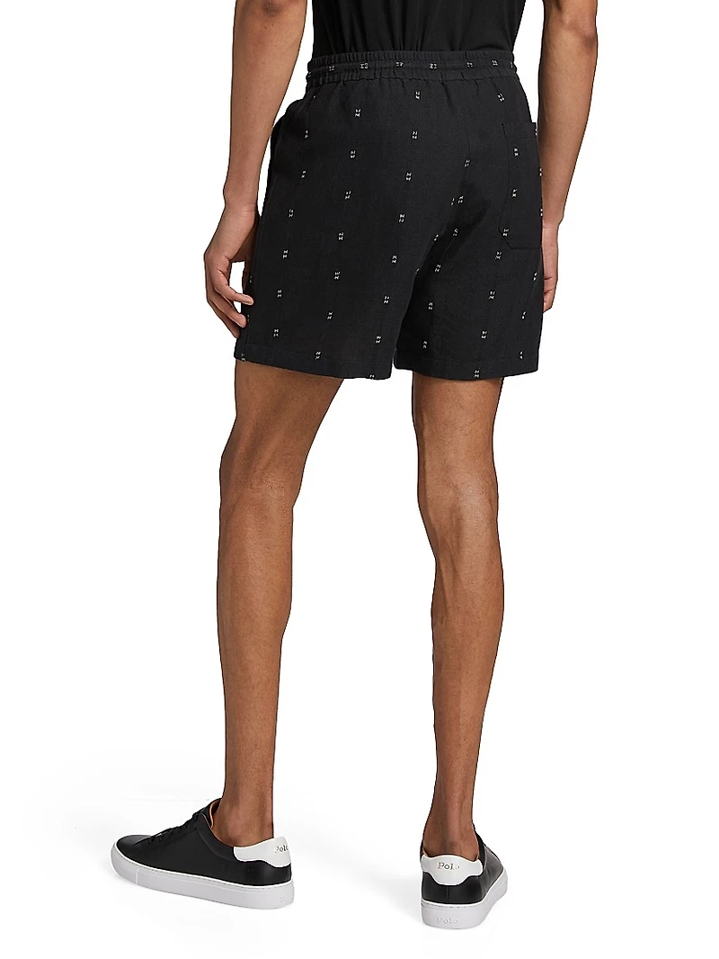 Marc Embroidered Cotton-Linen Shorts