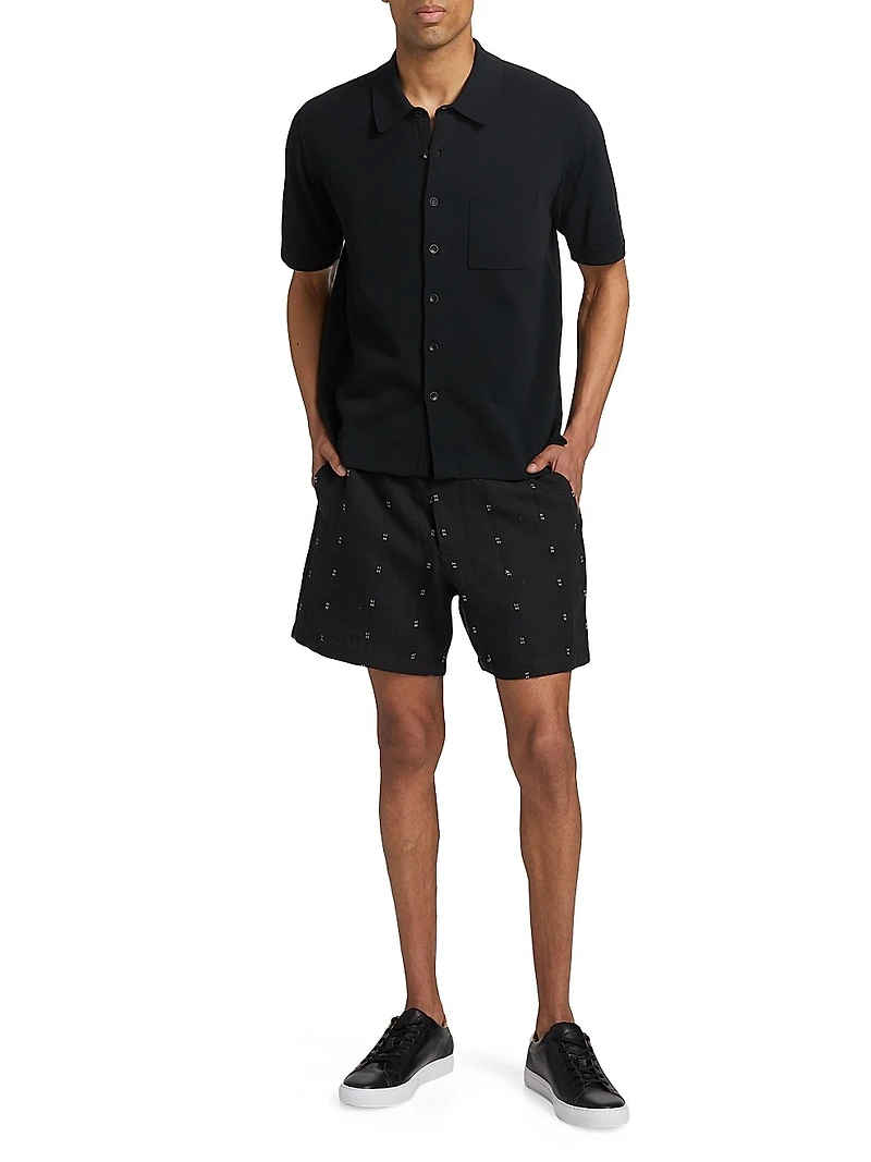 Marc Embroidered Cotton-Linen Shorts