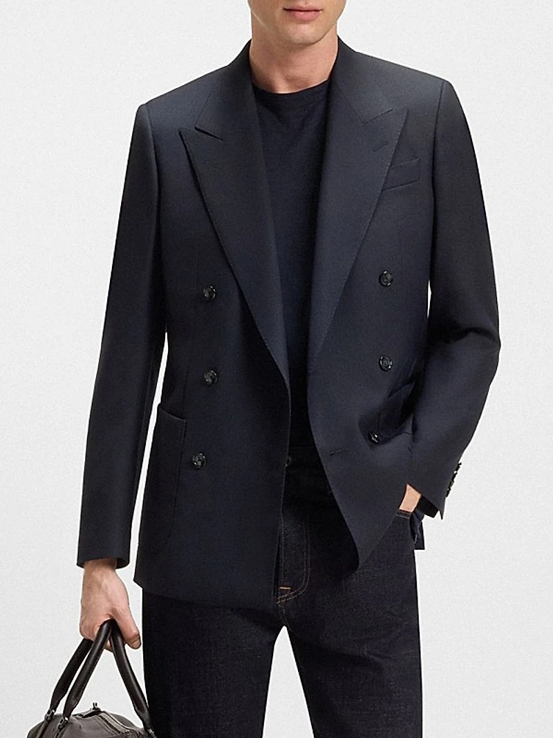 Beckham x Boss Double-Breasted Blazer in Stretch Wool