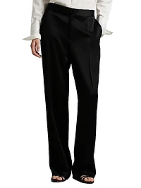 Crepe-Back Satin Straight-Fit Pants