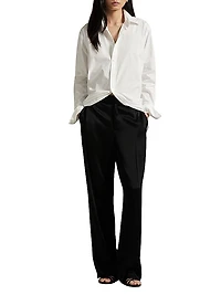 Crepe-Back Satin Straight-Fit Pants