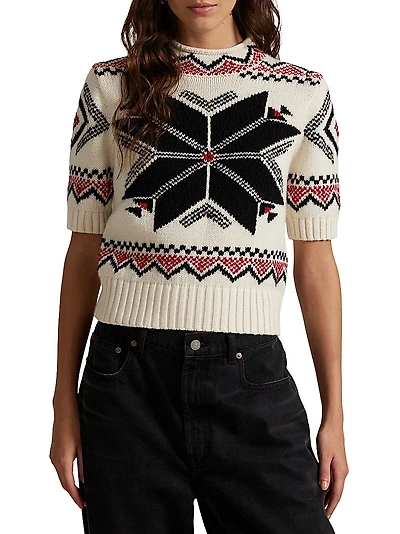Fair Isle Short-Sleeve Sweater