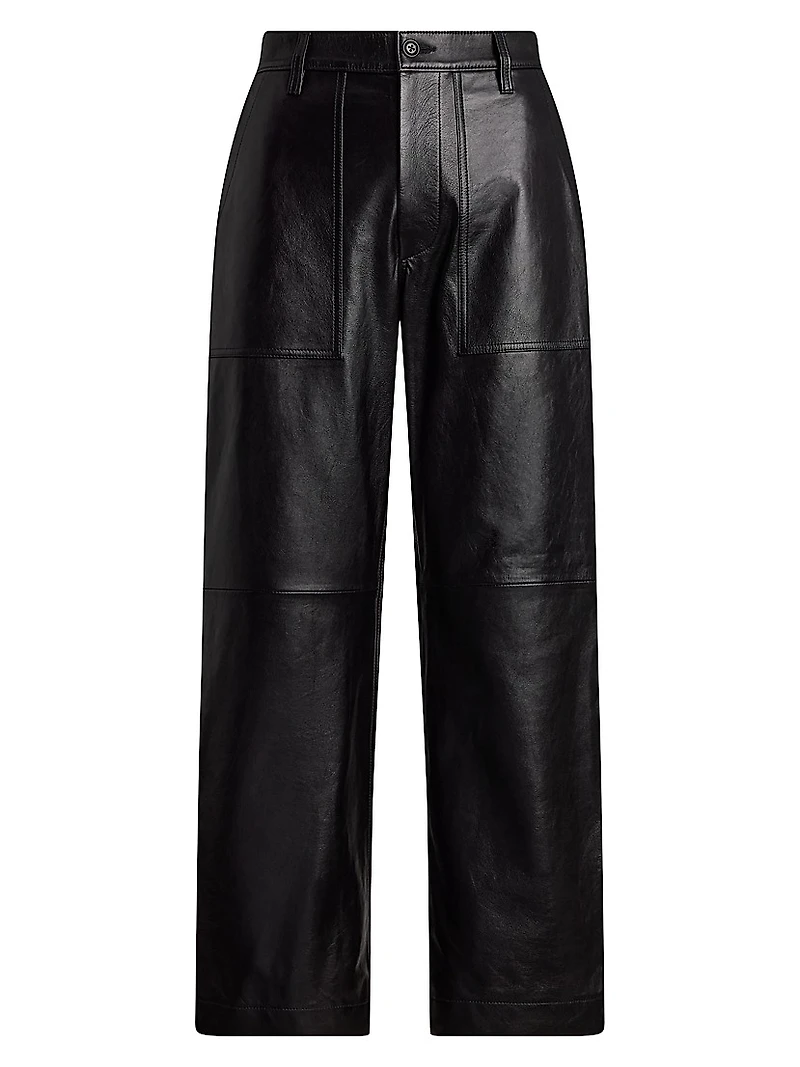Cropped Wide-Leg Leather Pants