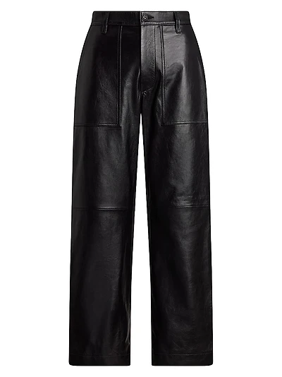 Cropped Wide-Leg Leather Pants