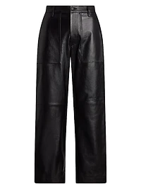 Cropped Wide-Leg Leather Pants