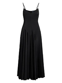 Sateen Sleeveless A-Line Midi-Dress