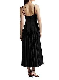 Sateen Sleeveless A-Line Midi-Dress