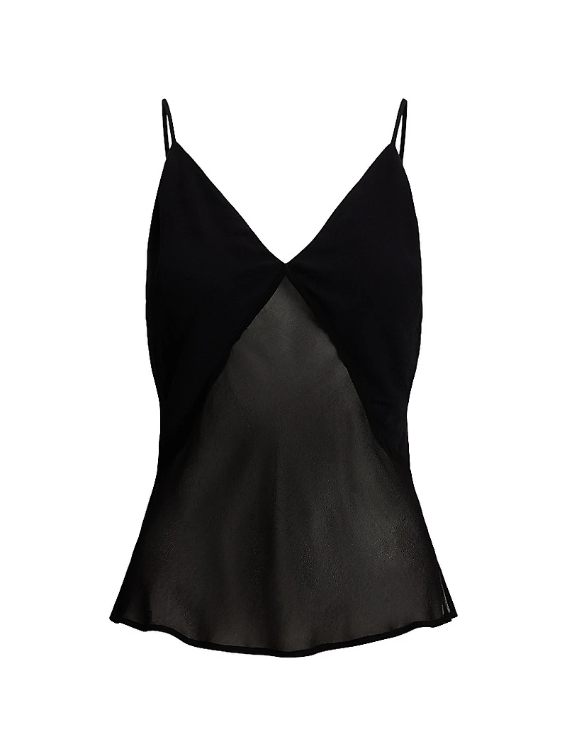 V-Neck Sheer Crepe Top