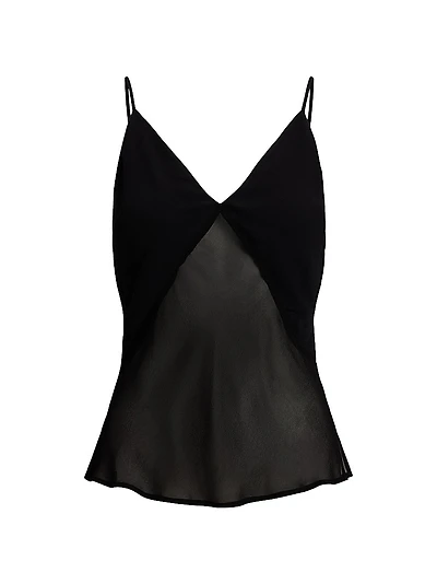 V-Neck Sheer Crepe Top