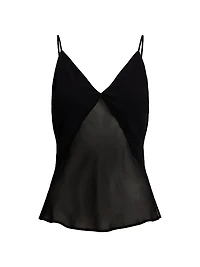 V-Neck Sheer Crepe Top