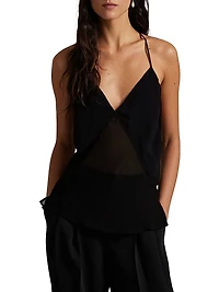 V-Neck Sheer Crepe Top