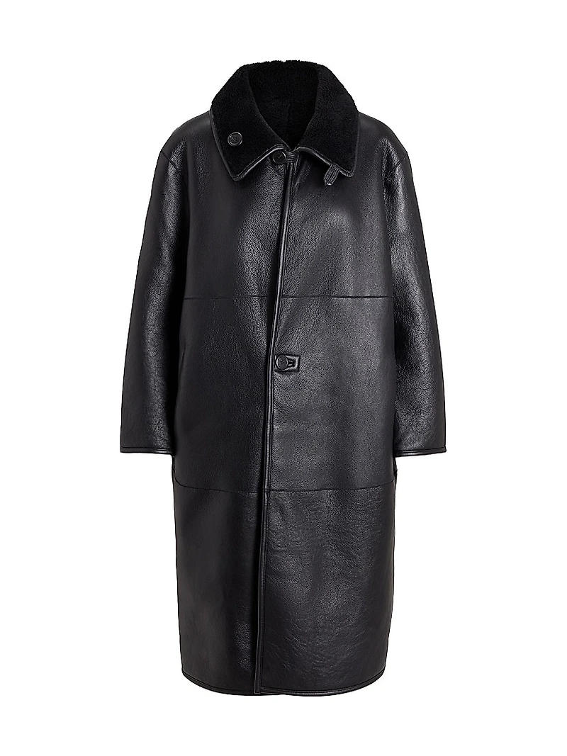 Shearling & Leather Oversized Coat