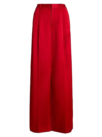 Pleated High-Rise Wide-Leg Pants