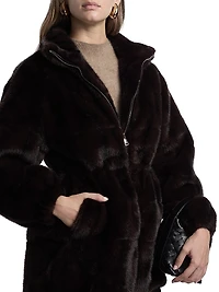 The Eliana Faux- Fur Zip-Front Coat