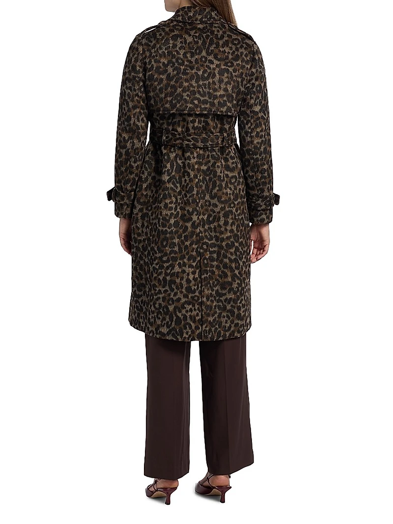 Courtney Leopard-Print Belted Coat