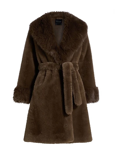 Jones Faux-Fur Shawl-Collar Coat
