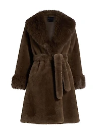 Jones Faux-Fur Shawl-Collar Coat
