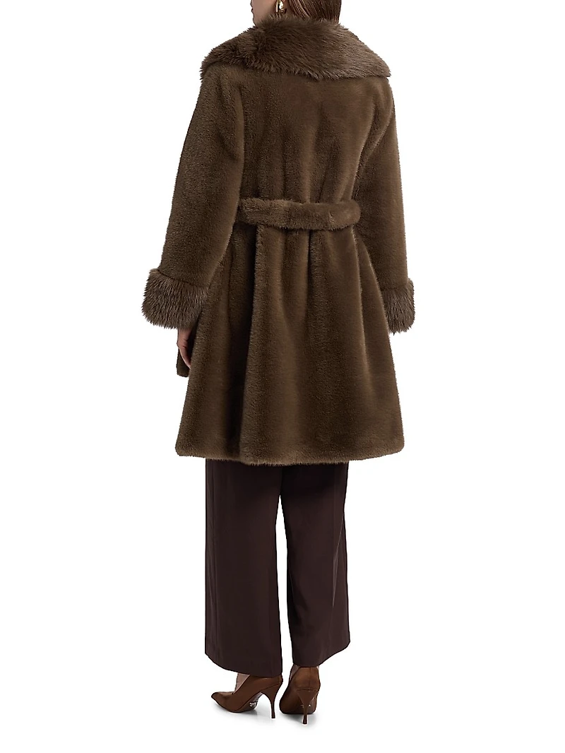Jones Faux-Fur Shawl-Collar Coat