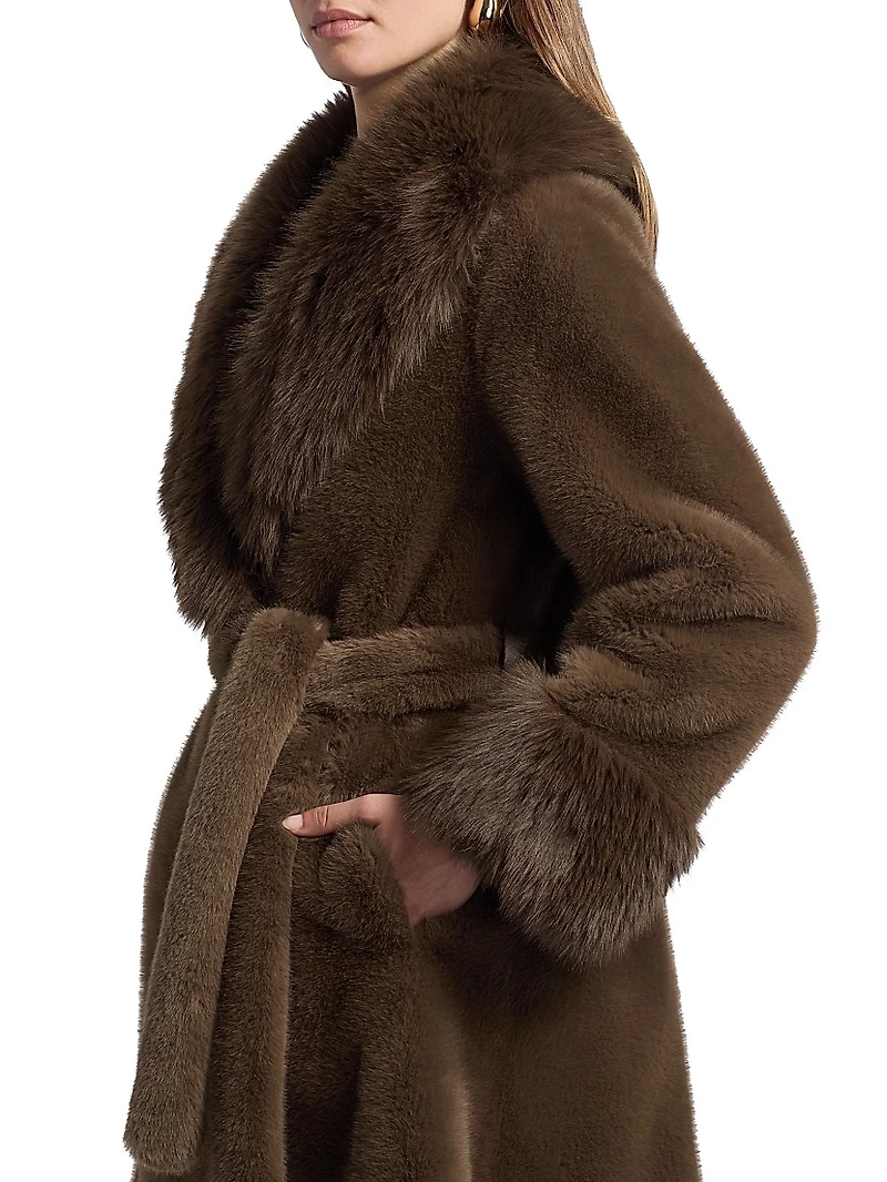 Jones Faux-Fur Shawl-Collar Coat
