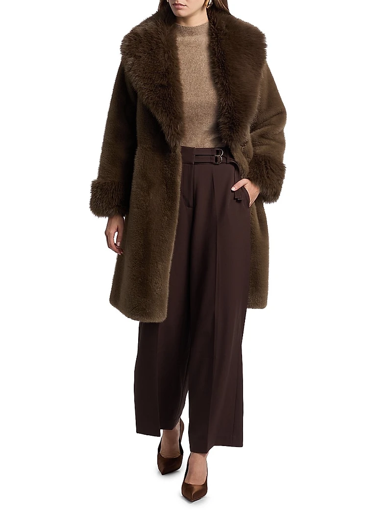 Jones Faux-Fur Shawl-Collar Coat