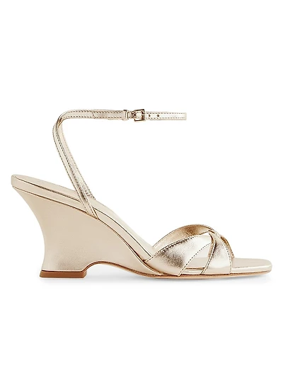 Margot 75MM Metallic Leather Wedge Sandals