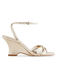 Margot 75MM Metallic Leather Wedge Sandals