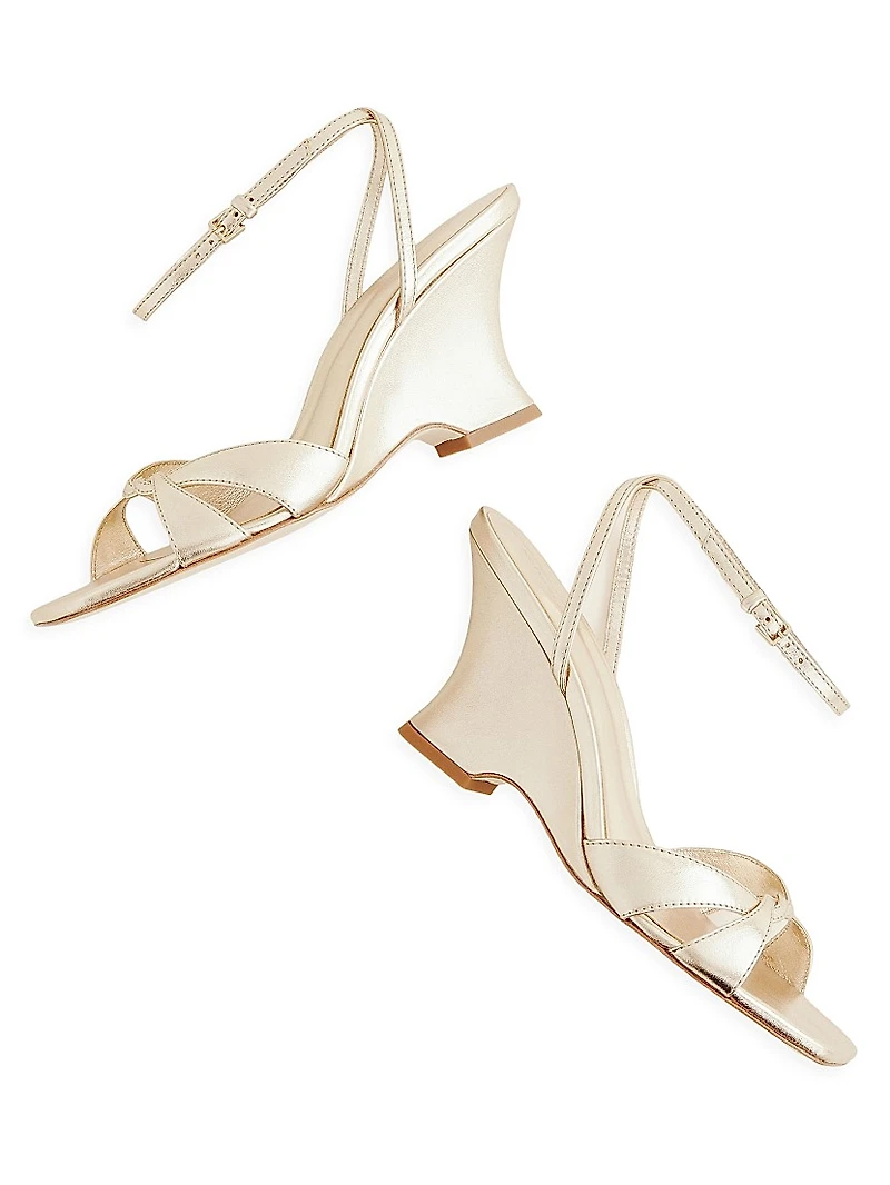 Margot 75MM Metallic Leather Wedge Sandals