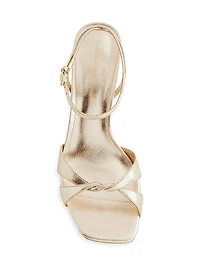 Margot 75MM Metallic Leather Wedge Sandals