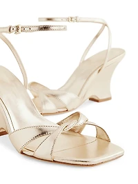 Margot 75MM Metallic Leather Wedge Sandals