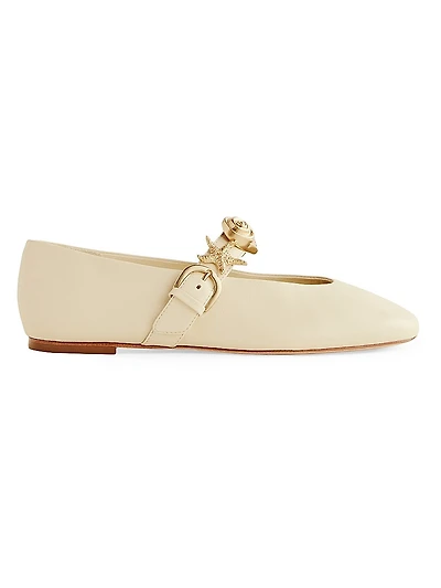 Bethany Embellished Leather Ballet Flats