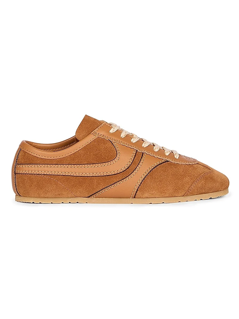 Suede Leather-Trimmed Sneakers