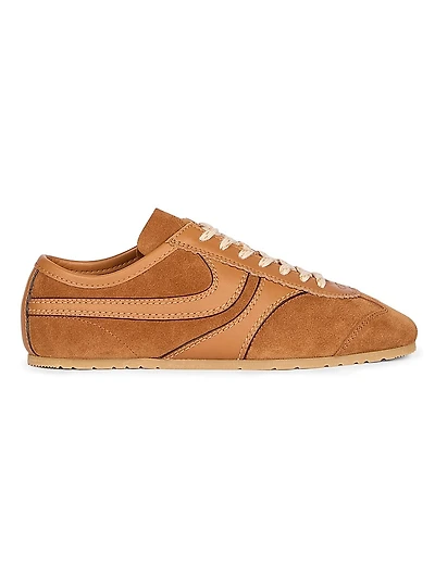 Suede Leather-Trimmed Sneakers