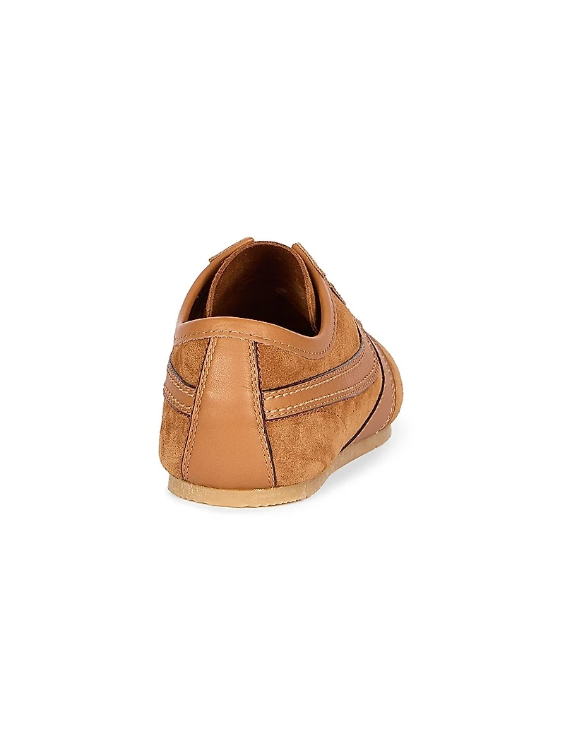 Suede Leather-Trimmed Sneakers