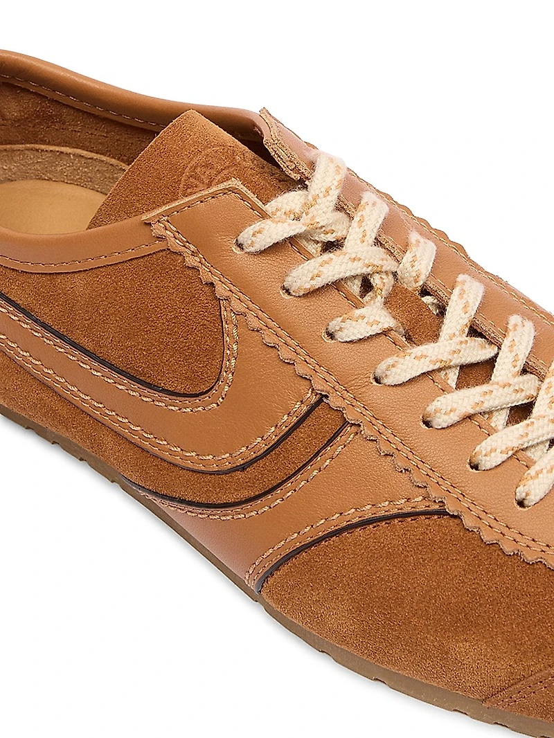 Suede Leather-Trimmed Sneakers