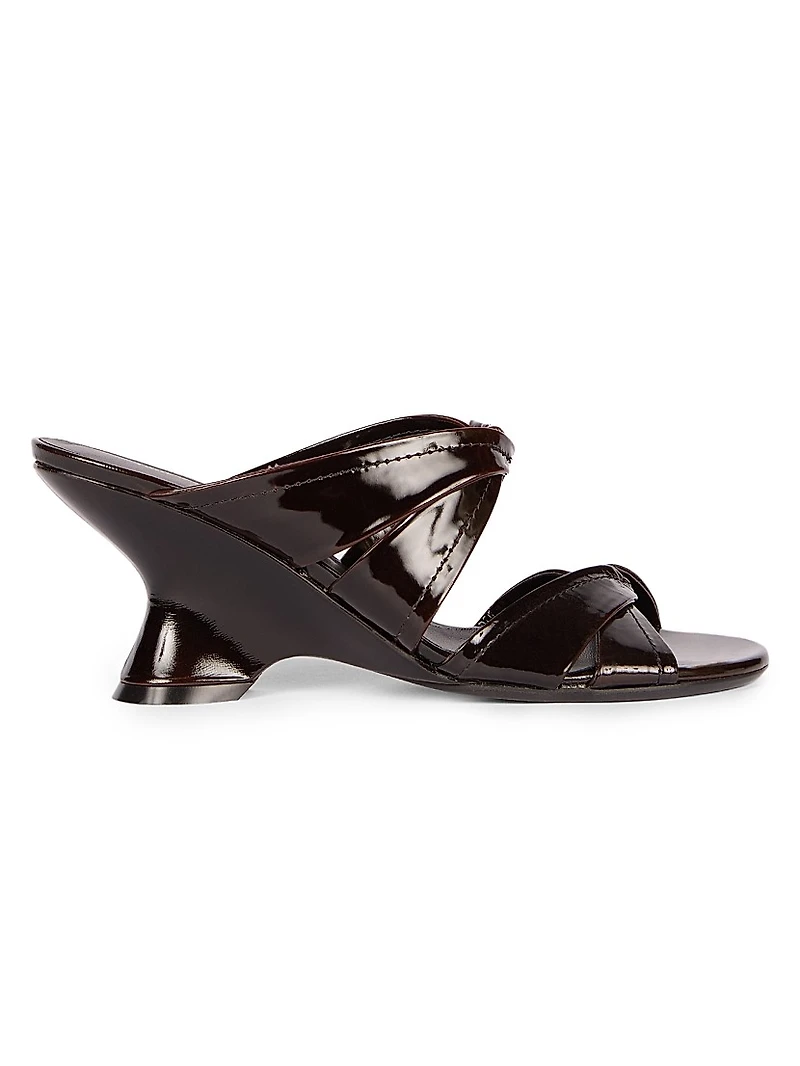 Knotted Leather Wedge Mules