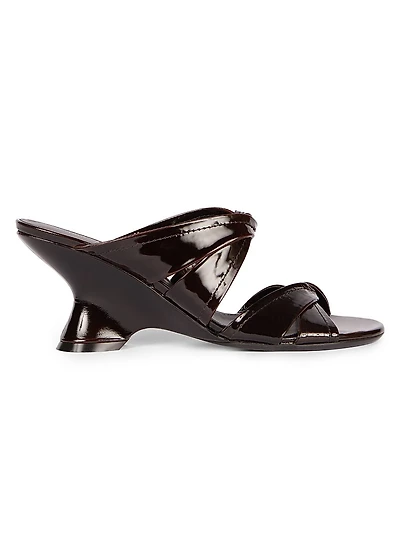 Knotted Leather Wedge Mules