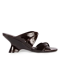 Knotted Leather Wedge Mules