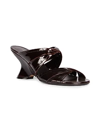 Knotted Leather Wedge Mules