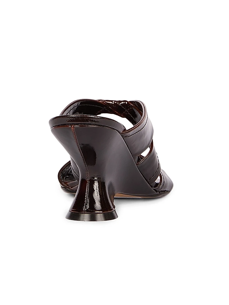 Knotted Leather Wedge Mules