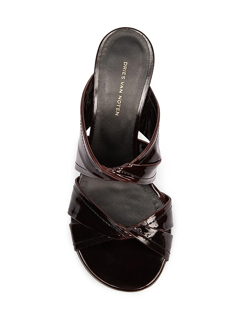 Knotted Leather Wedge Mules