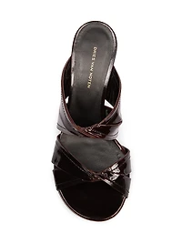 Knotted Leather Wedge Mules