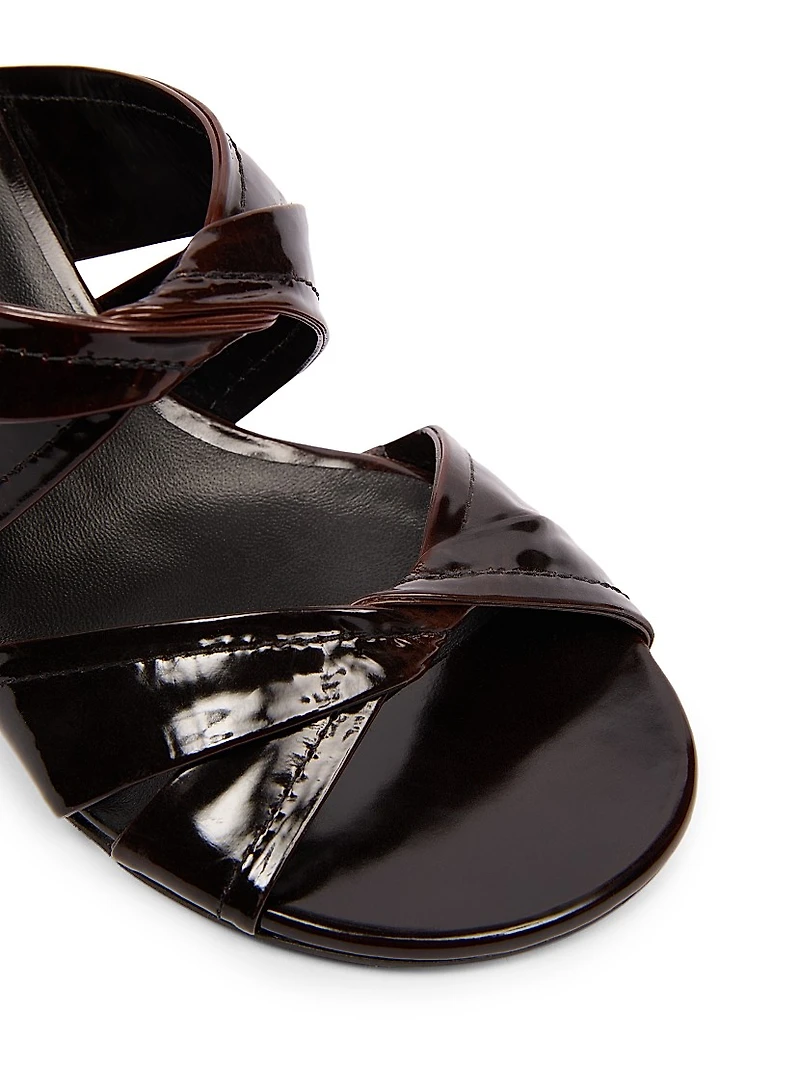 Knotted Leather Wedge Mules