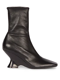 Leather Wedge Booties